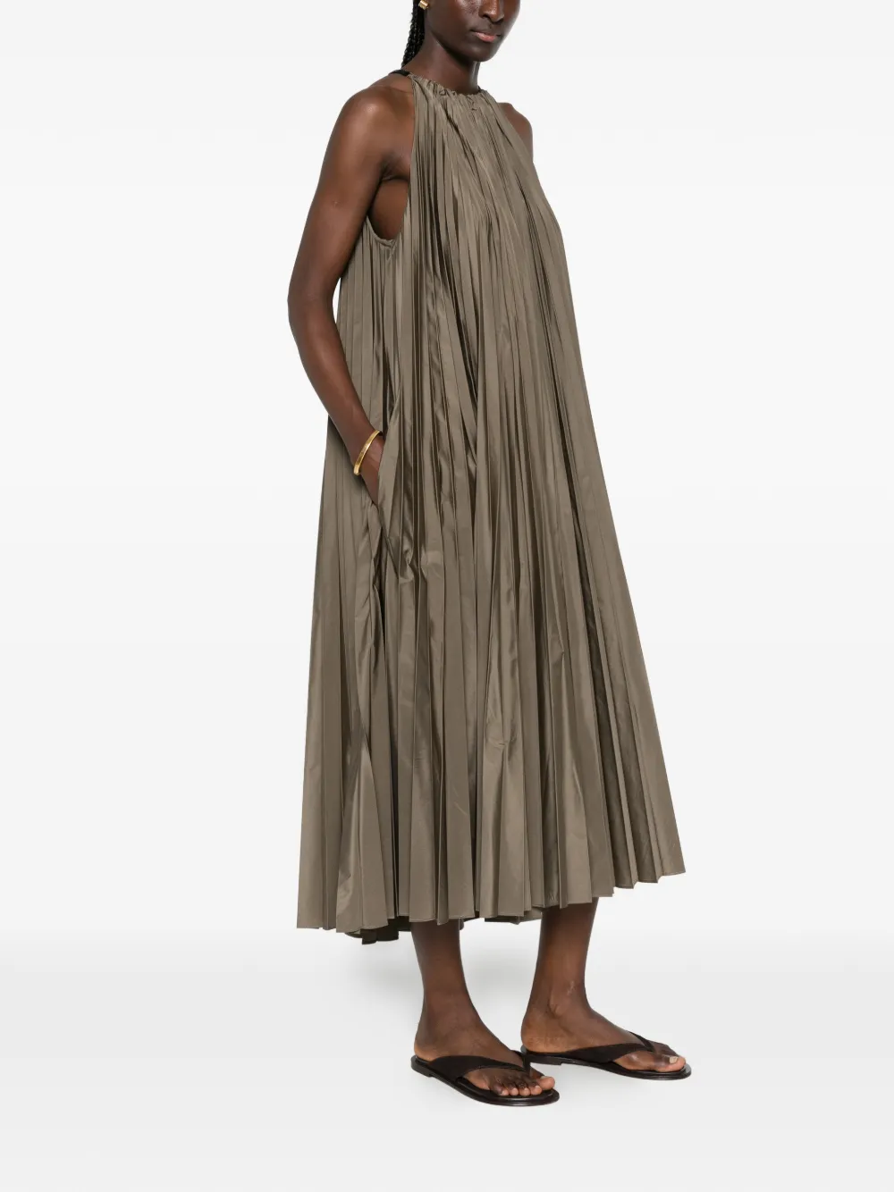 Max Mara Geplooide midi-jurk Groen