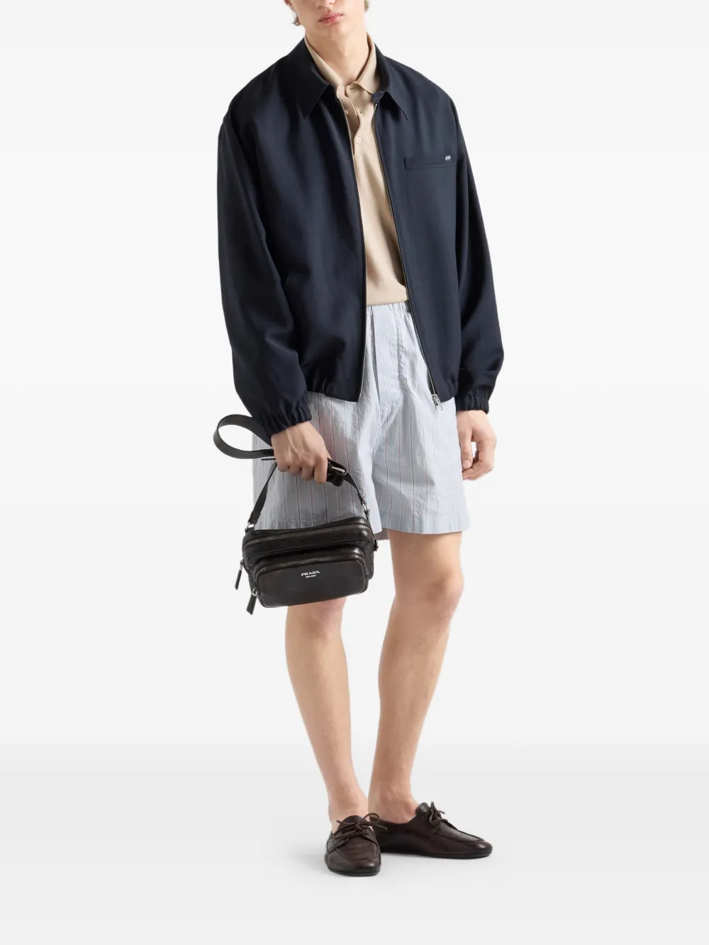 Prada Schoudertas met gerafelde logoprint Bruin