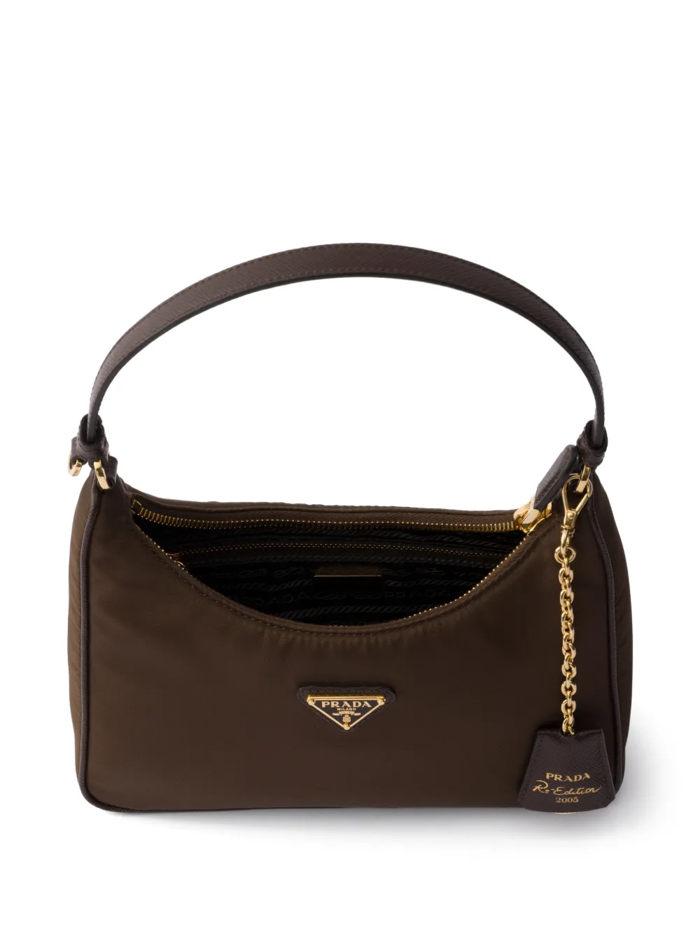Prada Re-Edition 2005 Re-Nylon en Saffiano mini-tas Bruin