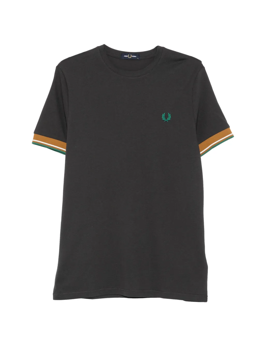 Fred Perry embroidered-logo tipped-cuff T-shirt - Grigio