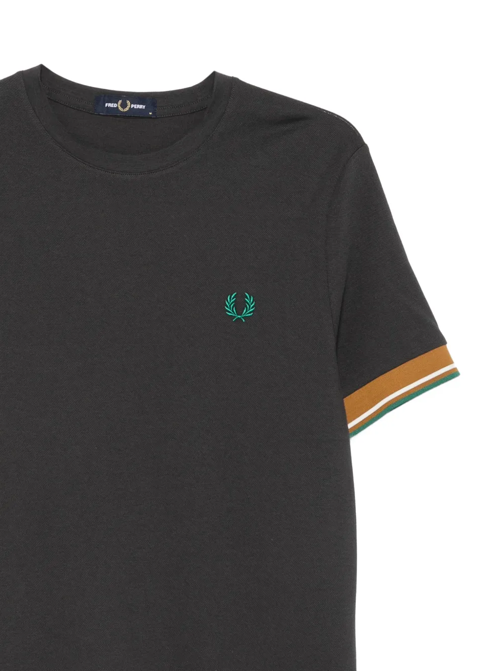 Fred Perry T-shirt met geborduurd logo en manchetten Grijs