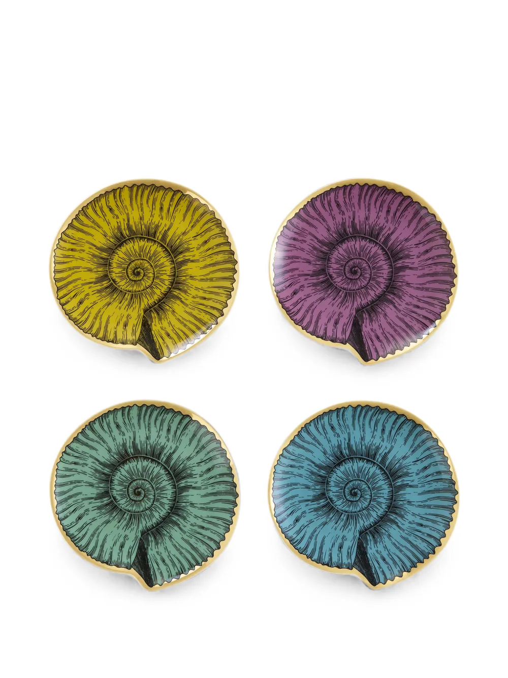 Jonathan Adler Sirena Shell-print Coasters (set Of Four) In Multi