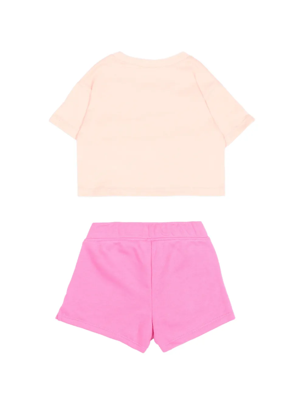 Nike Kids Katoenen-jersey shorts set met logoprint Beige