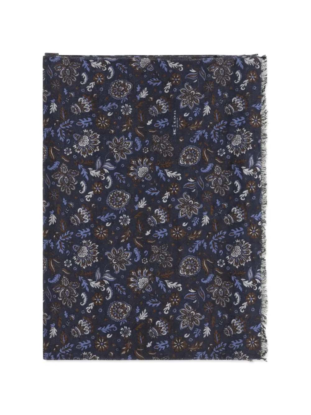 Kiton Paisley floral-print frayed scarf - Blu