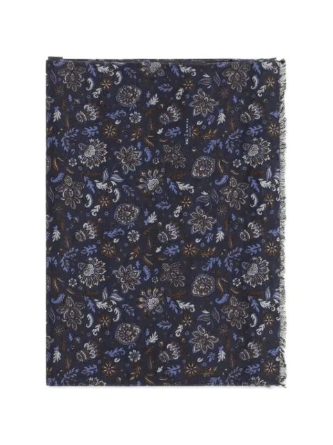Kiton Paisley floral-print frayed scarf