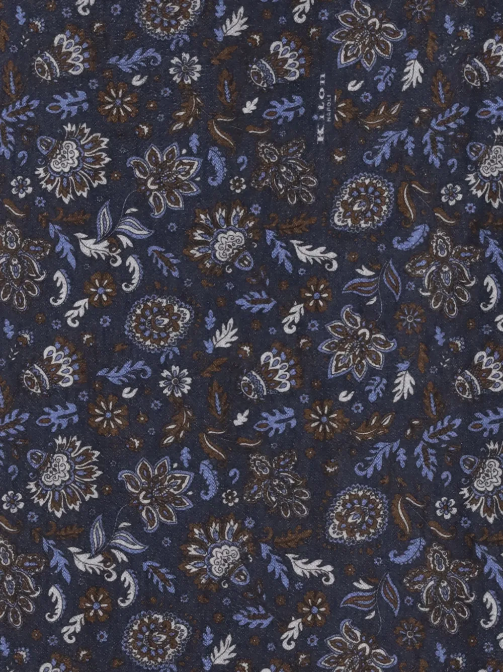 Kiton Sjaal met bloemenprint en franje Blauw