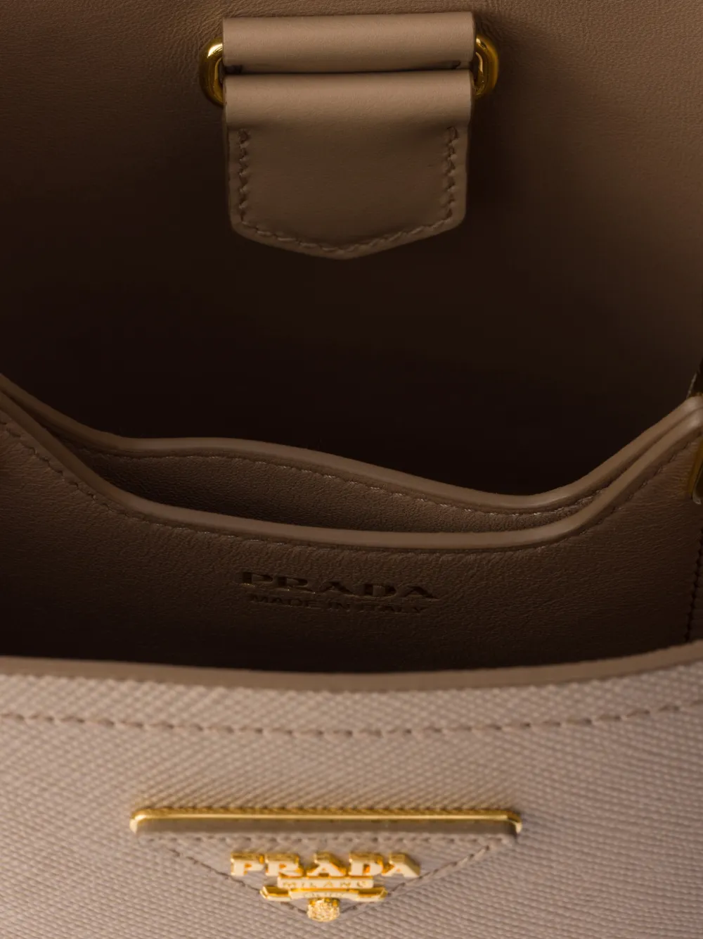 Prada Panier mini-tas van saffiano leer Beige