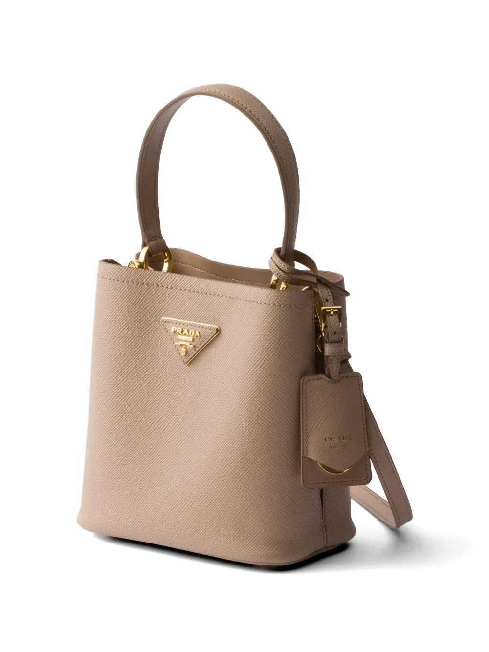 Prada Panier mini-tas van saffiano leer Beige