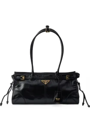 Prada ボニー レザーハンドバッグ L | ブラック | FARFETCH JP