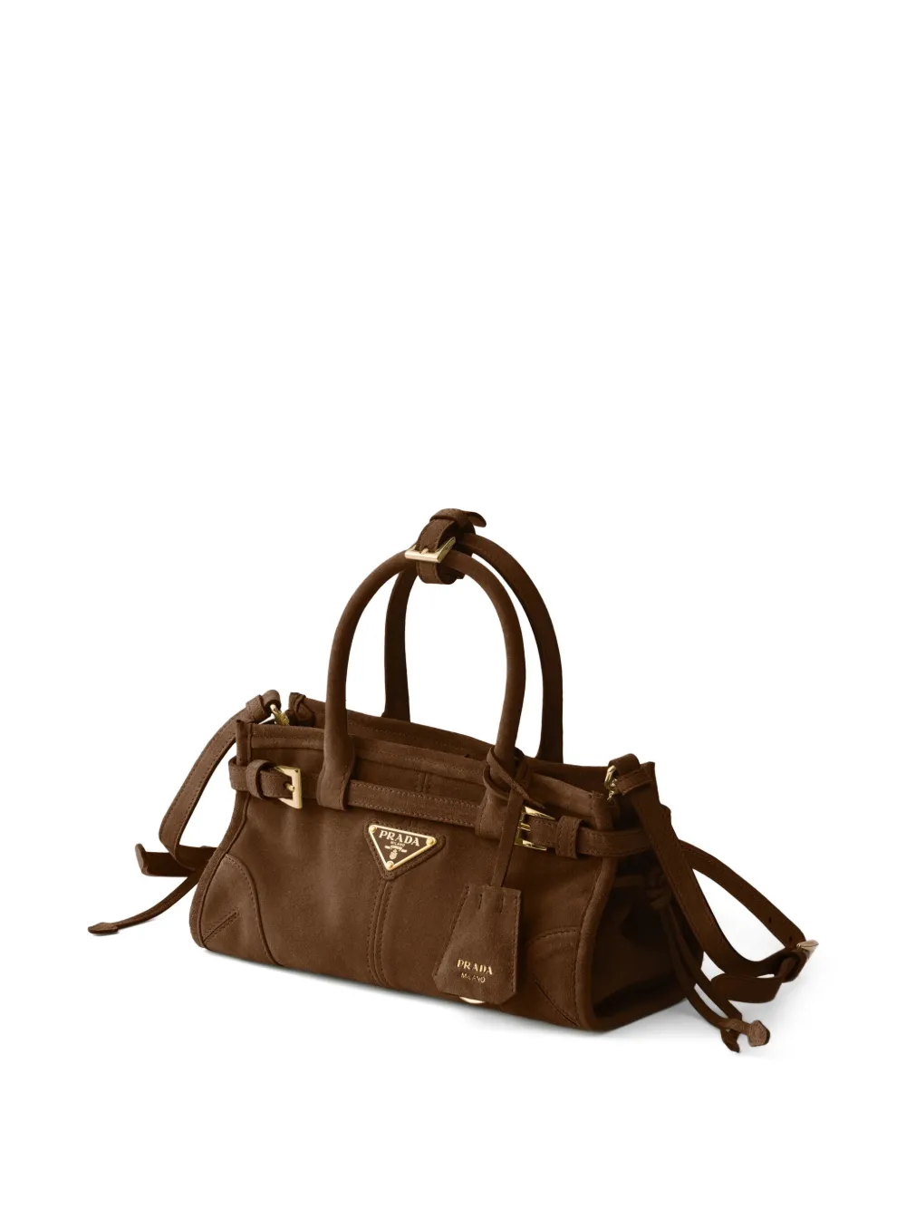 Prada Bonnie suède mini-handtas Bruin