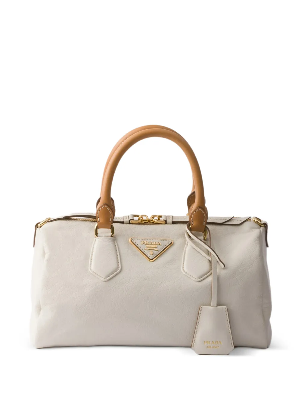 Prada small leather top-handle bag - Bianco