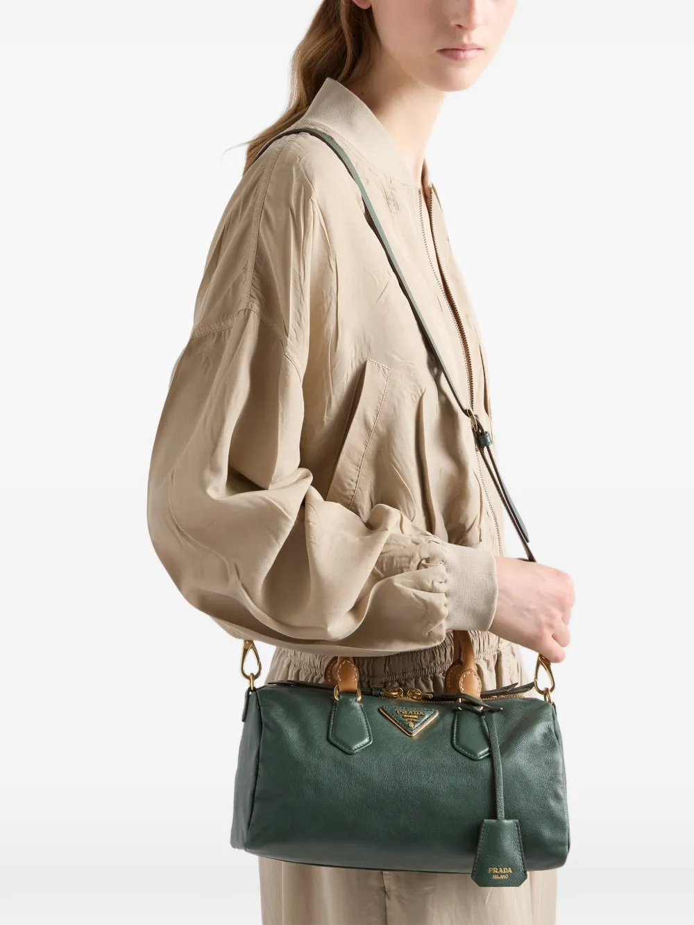 Prada kleine leren tas met handvat Groen