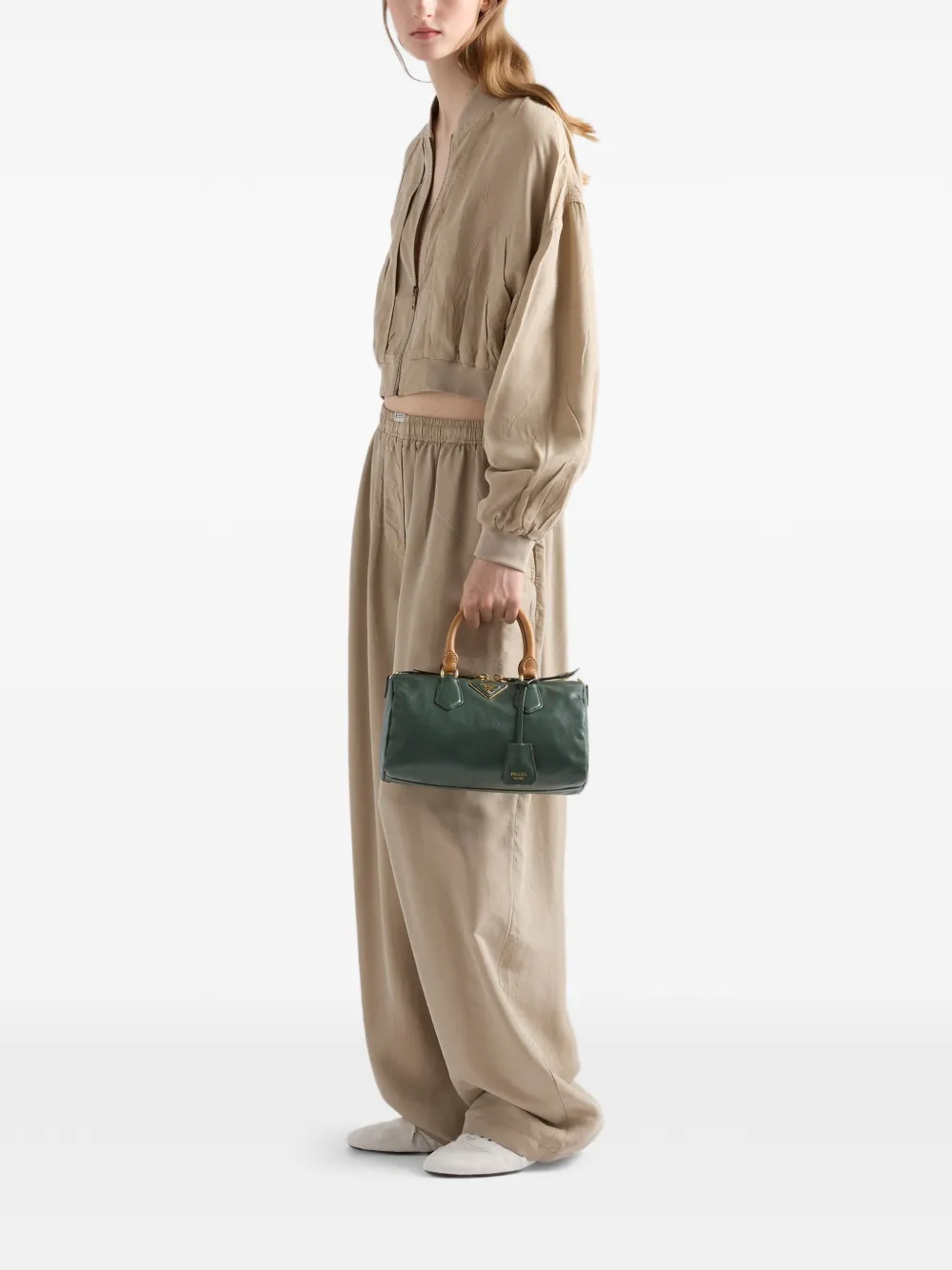 Prada kleine leren tas met handvat Groen