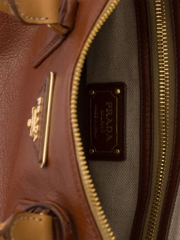 Prada Large Leather top-handle Bag | Brown | FARFETCH