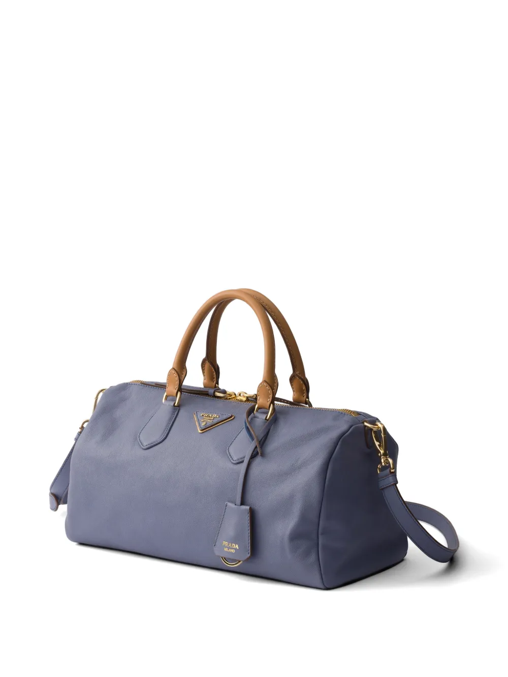 Prada Grote leren shopper met handvat Blauw