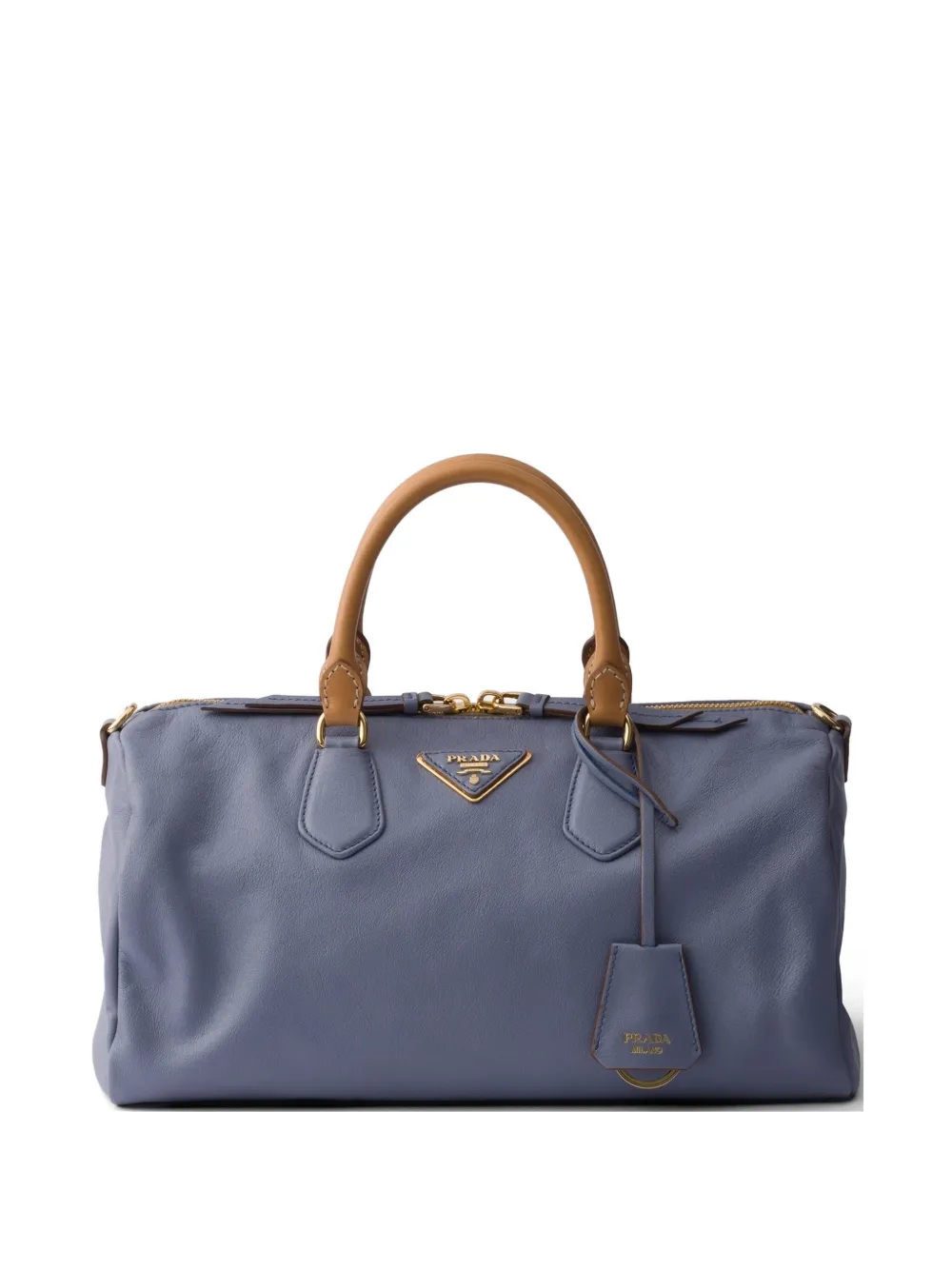 Prada large leather top-handle bag - Blu