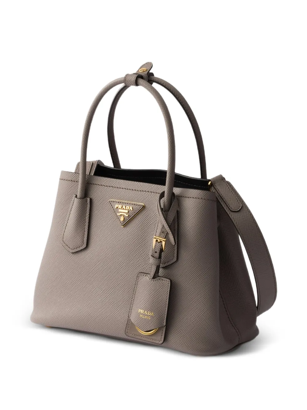 Prada Kleine Double Saffiano leren tas Grijs