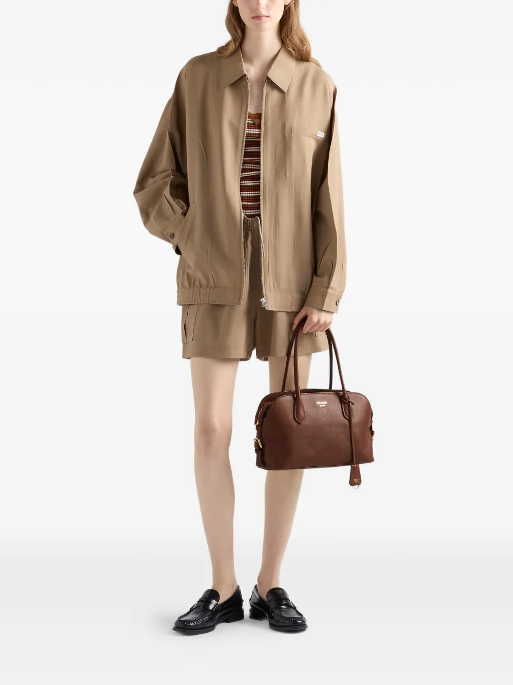Prada Medium Signet leren shopper Bruin