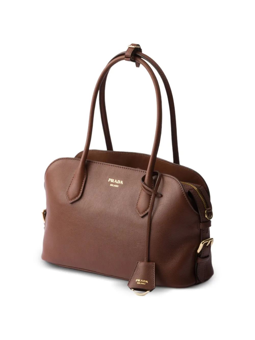 Prada Medium Signet leren shopper Bruin