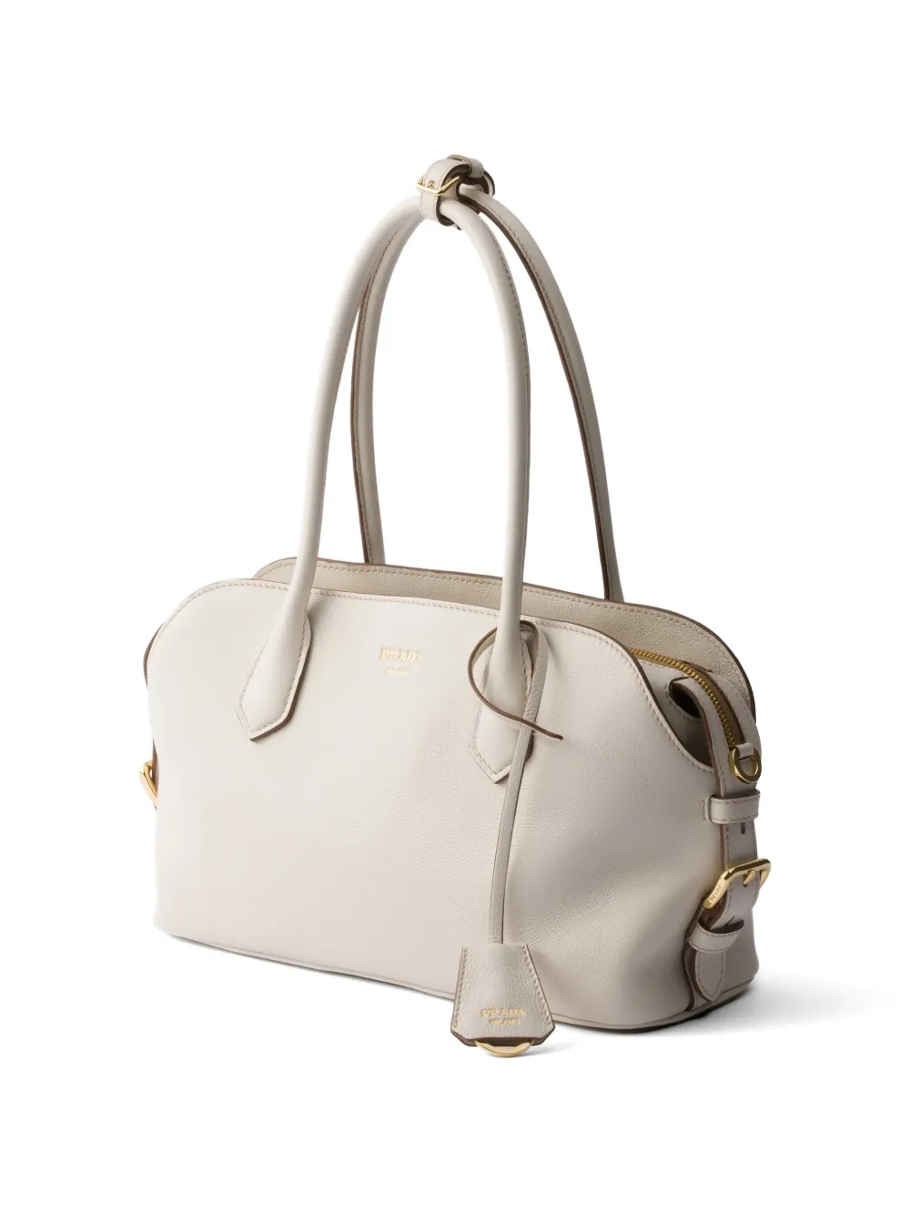 Prada Medium Signet leren shopper Wit