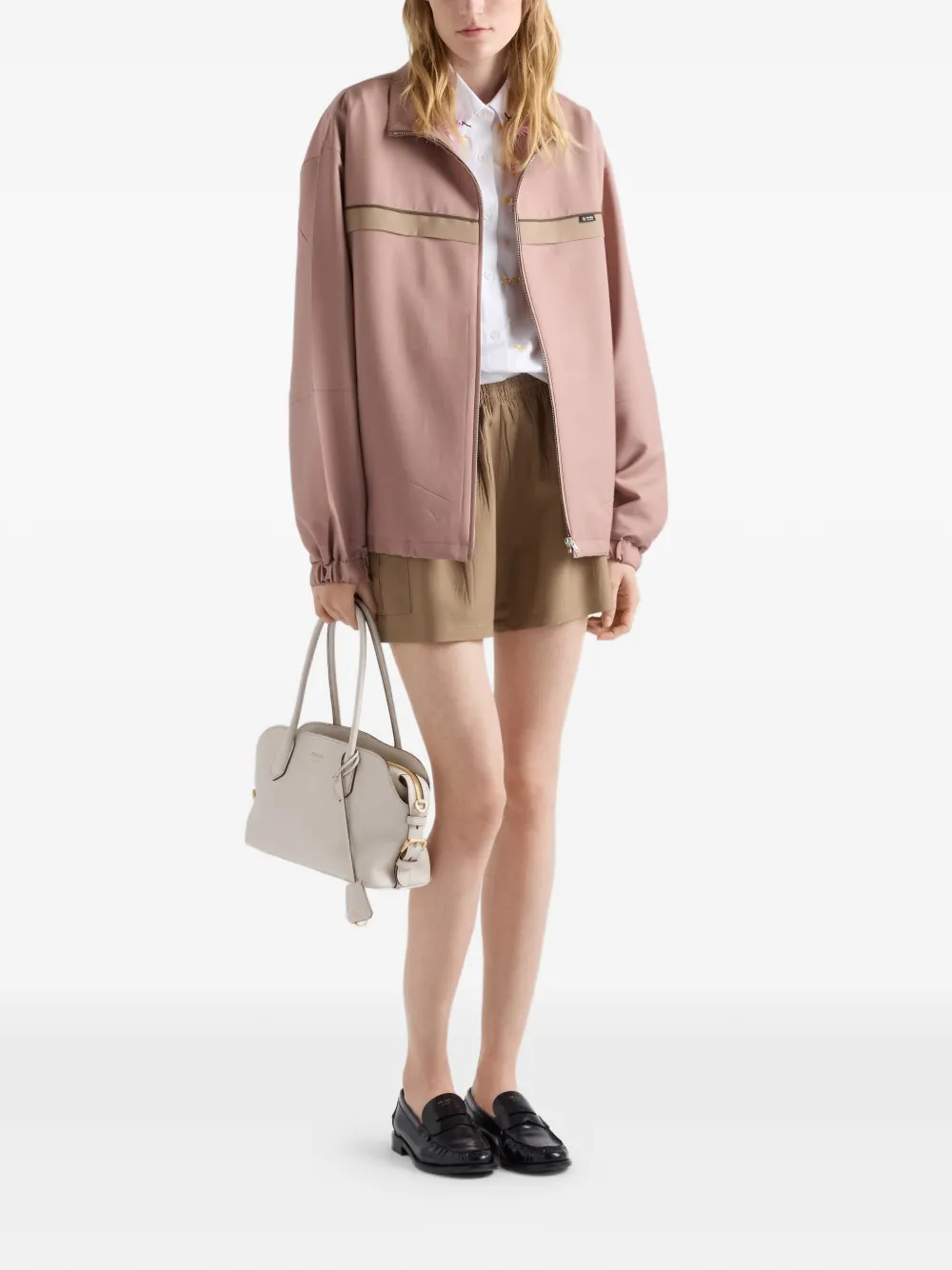Prada Medium Signet leren shopper Wit