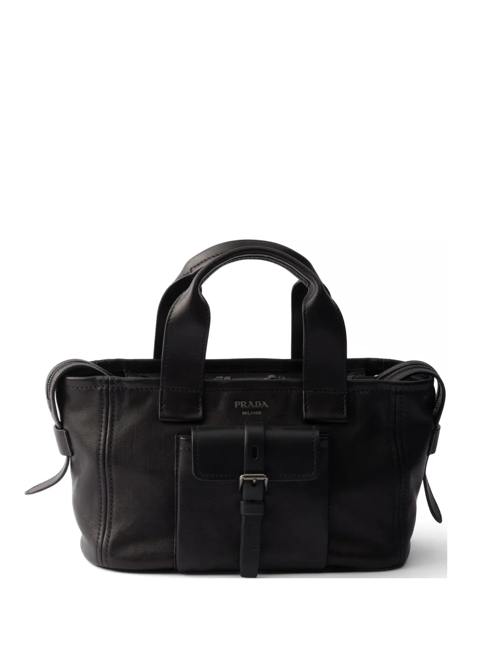 Prada Route medium leather tote bag - Schwarz