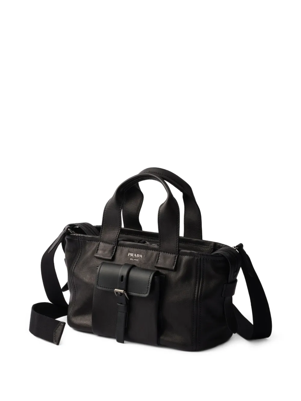 Prada Route medium leren shopper Zwart