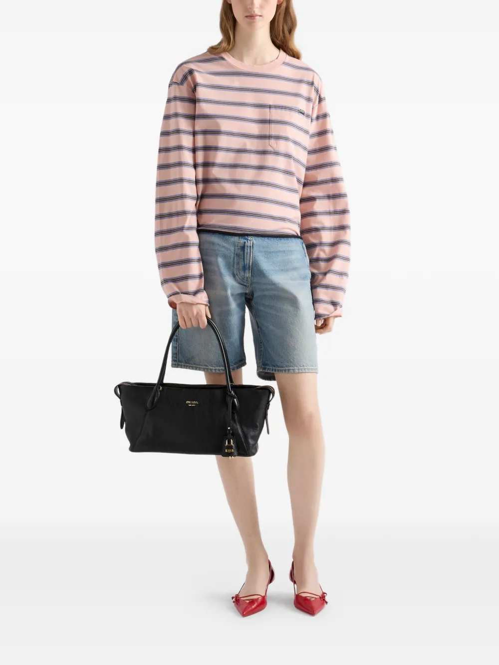 Prada Leren shopper Zwart