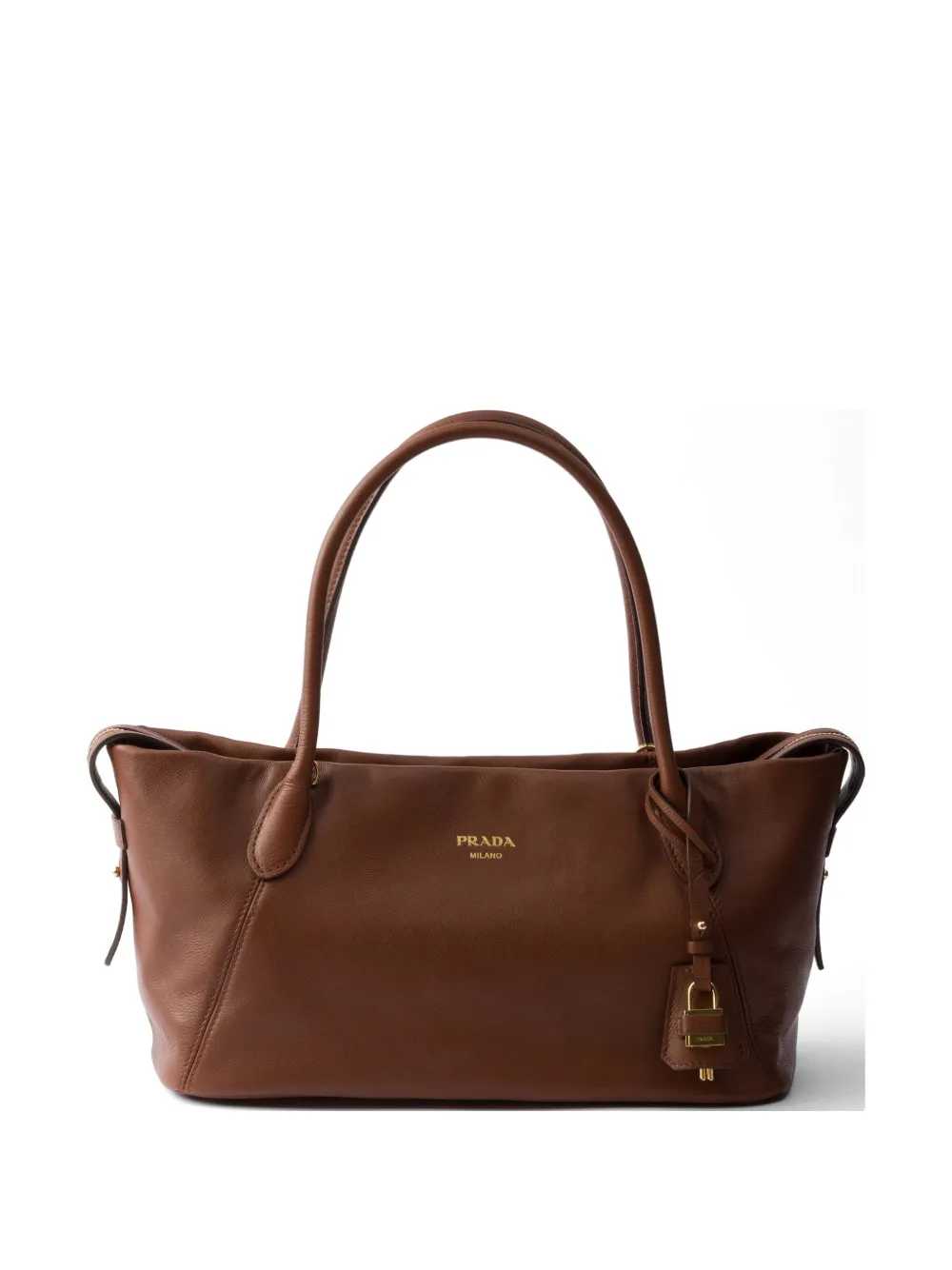 Prada large leather tote bag - Braun