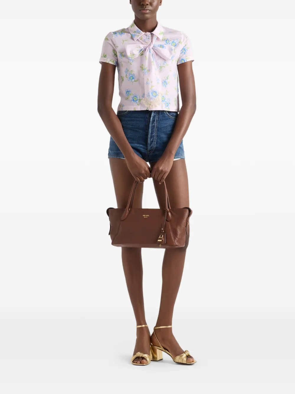 Prada Leren shopper Bruin
