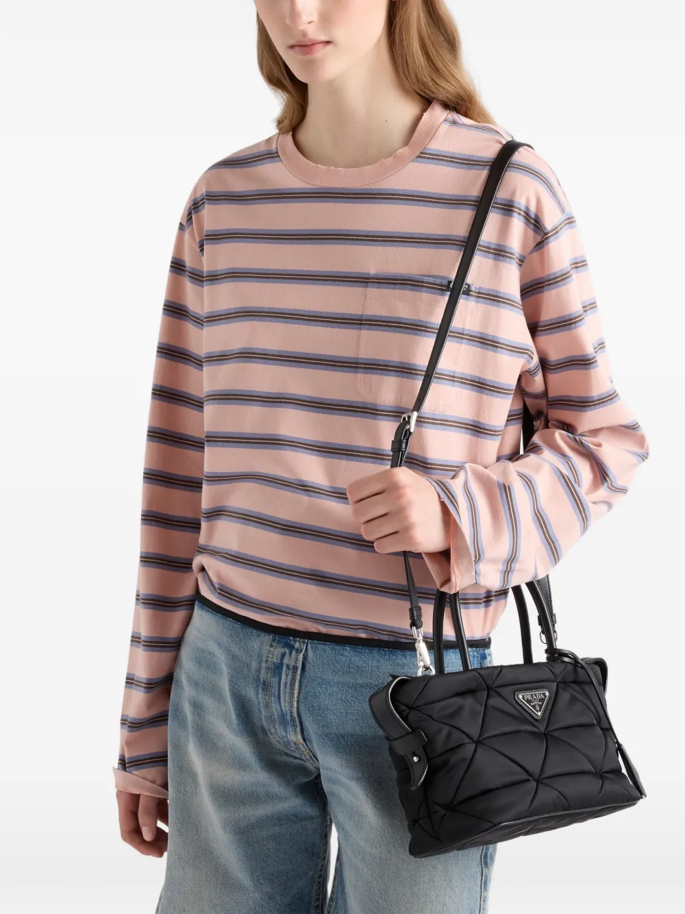 Prada Medium Re-Nylon gewatteerde shopper Zwart