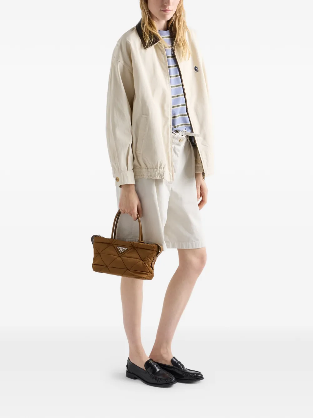 Prada Medium Re-Nylon gewatteerde shopper Bruin