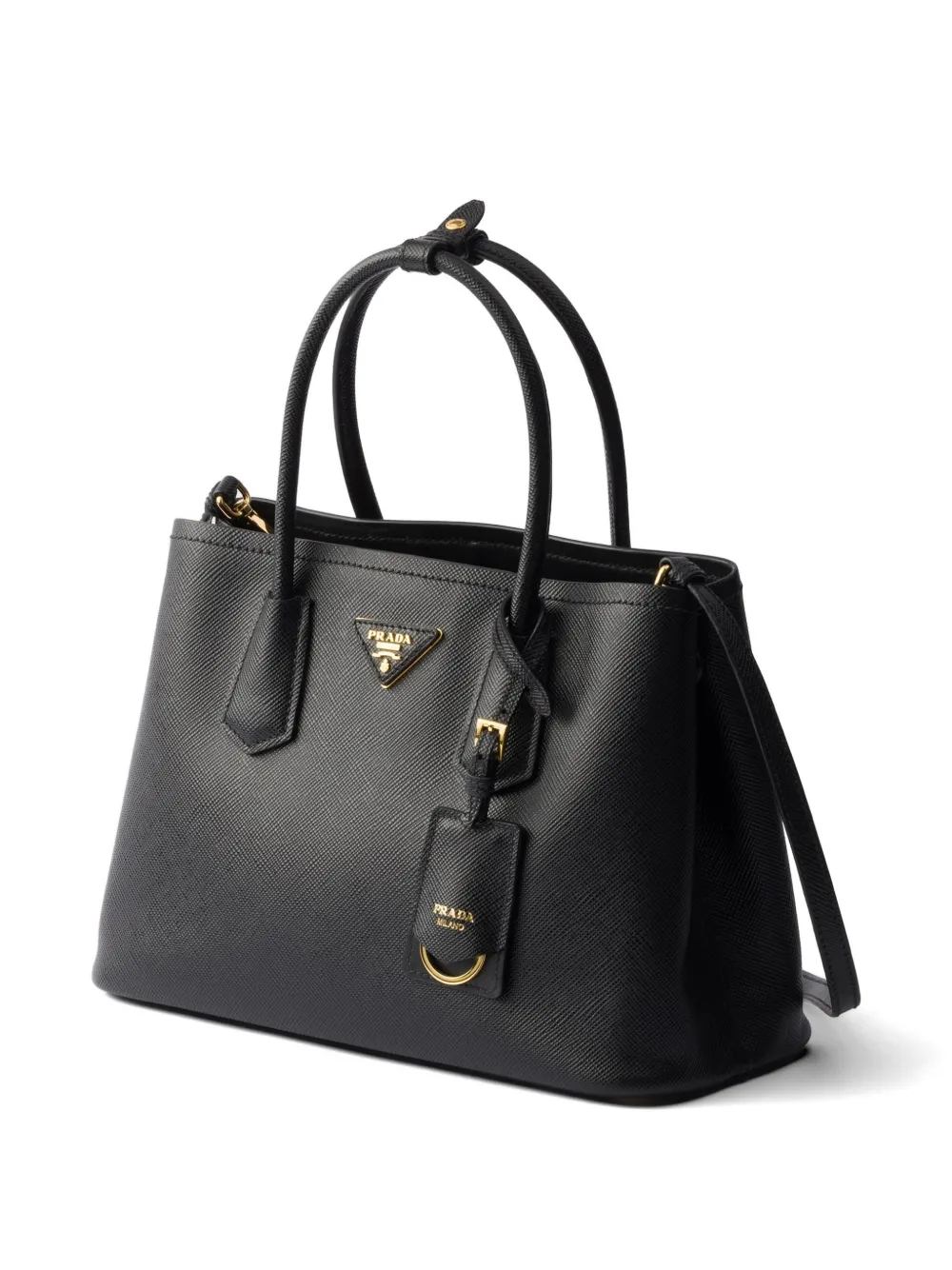 Prada Medium Double Saffiano leren tas Zwart