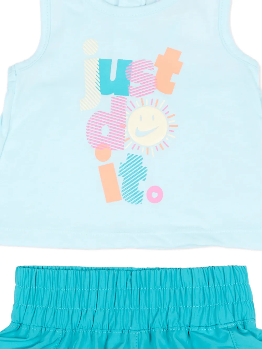 Nike Kids Shortsset met grafische print en ruches Blauw