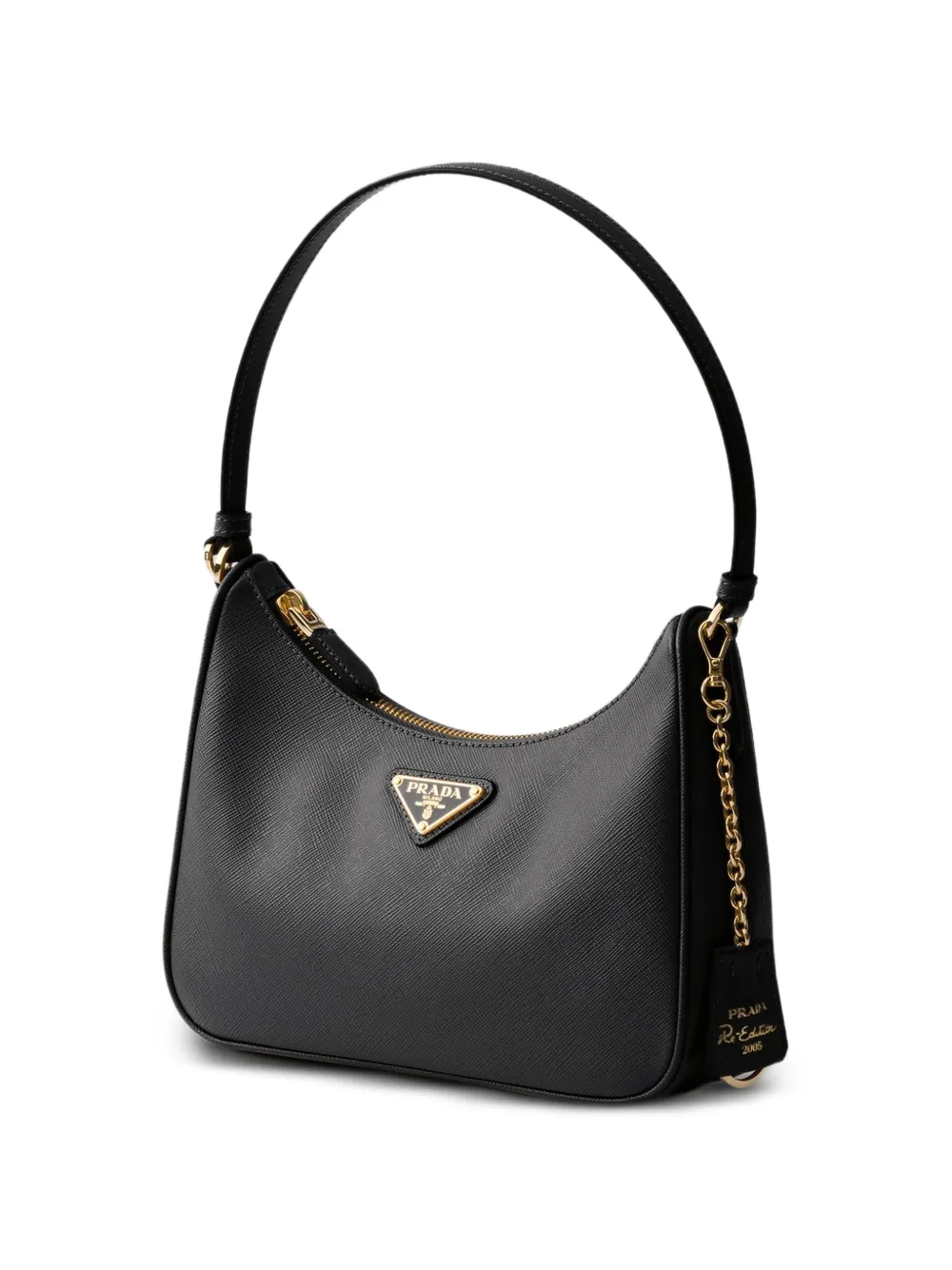 Prada Re-Edition 2005 schoudertas van saffiano leer Zwart
