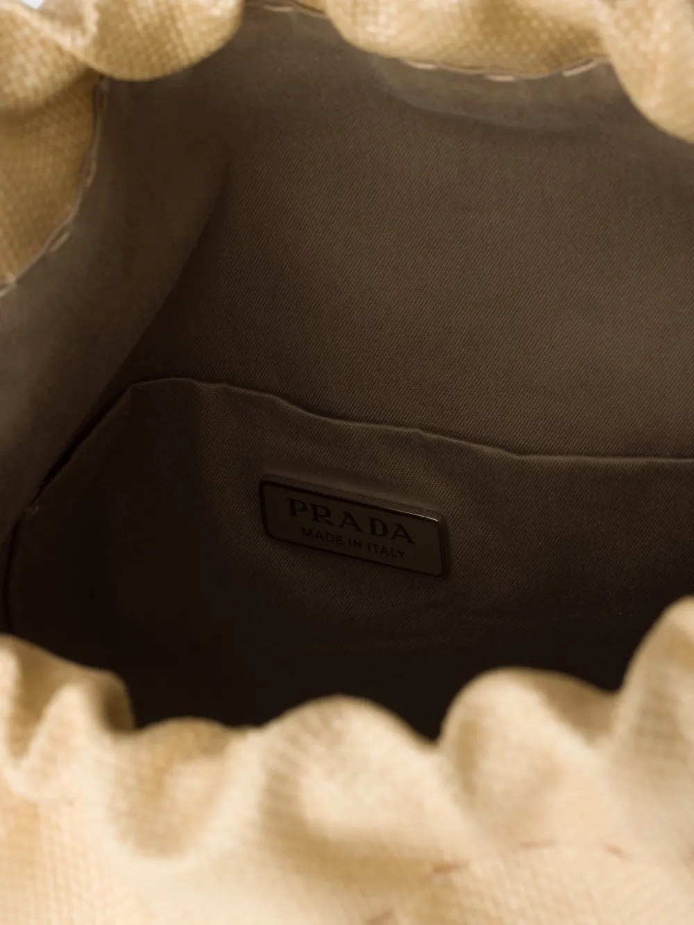 Prada Wish canvas buidel met borduurwerk Beige