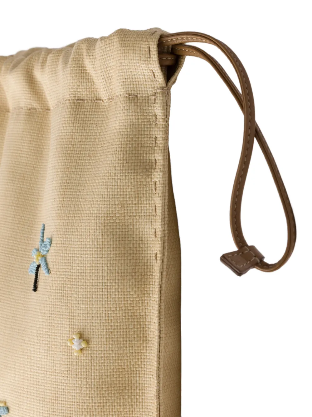 Prada Wish canvas buidel met borduurwerk Beige