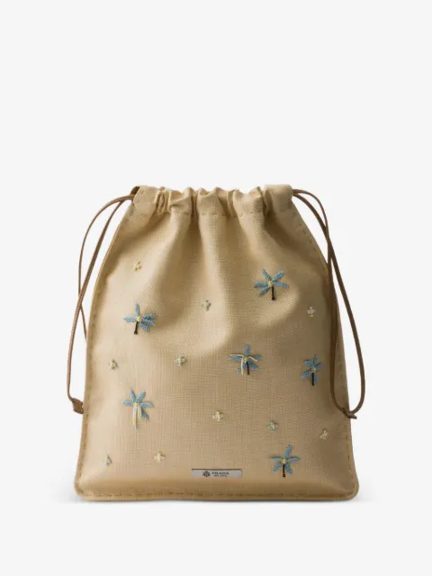 Prada Wish embroidered canvas pouch