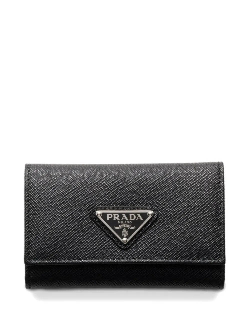Prada Saffiano Leather Key Case In Black