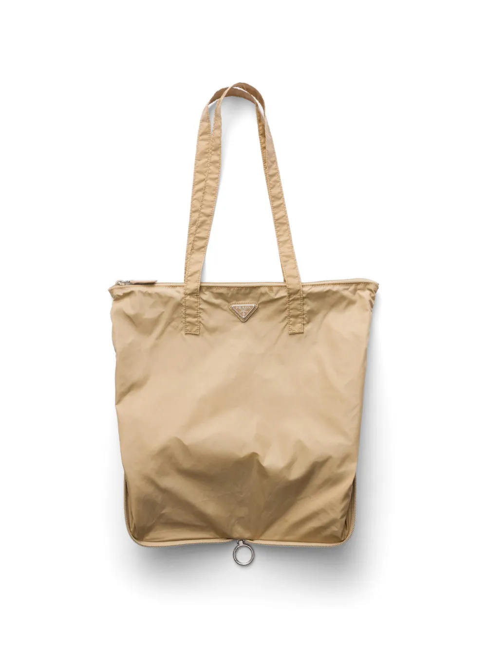 Prada Re-Nylon shopper met Saffiano leren hanger Beige