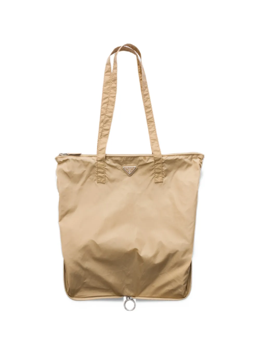 Prada Borsa tote Re-Nylon con pendente in pelle Saffiano - Toni neutri