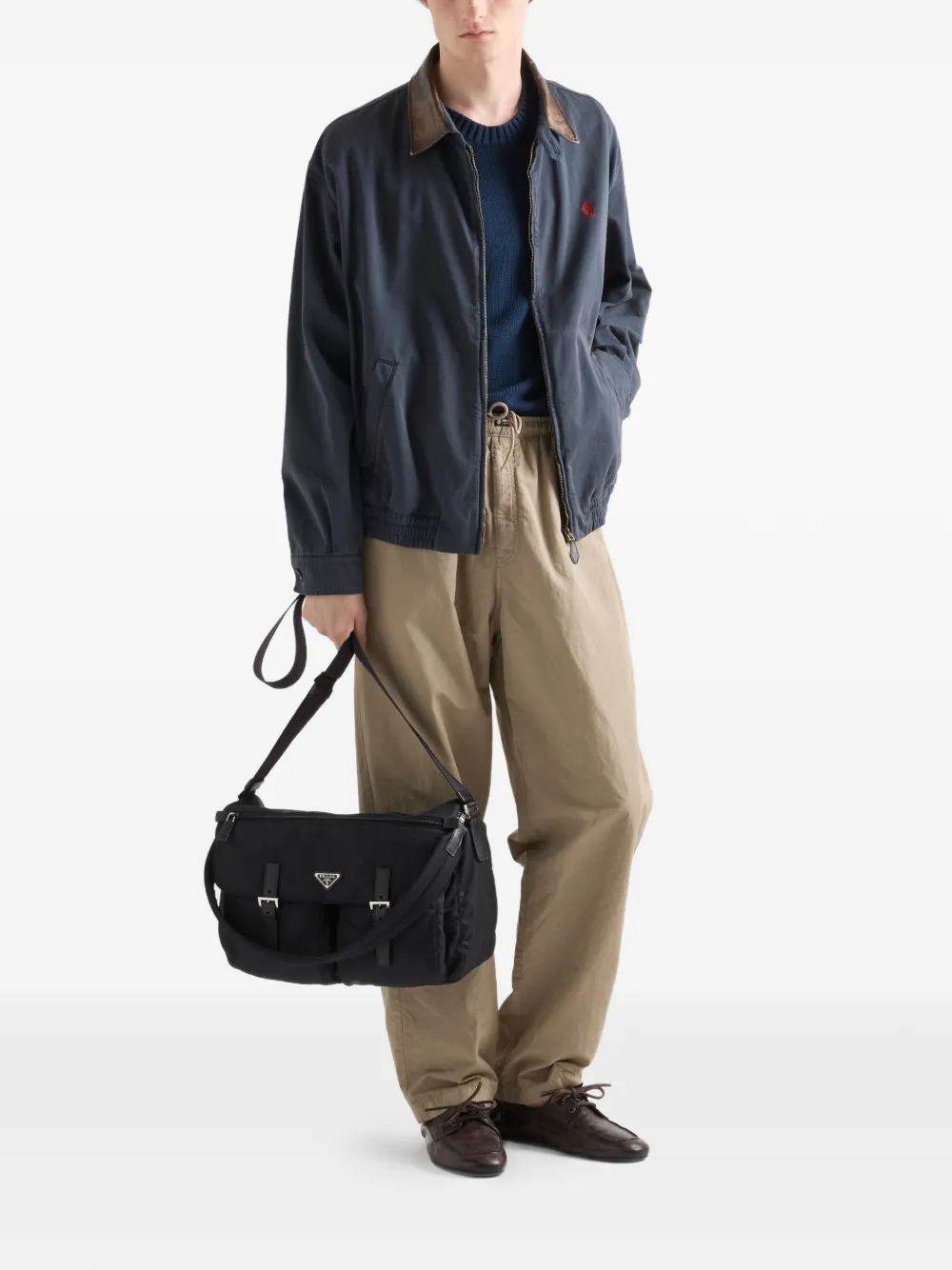 Prada Re-Nylon schoudertas met gespsluiting Zwart