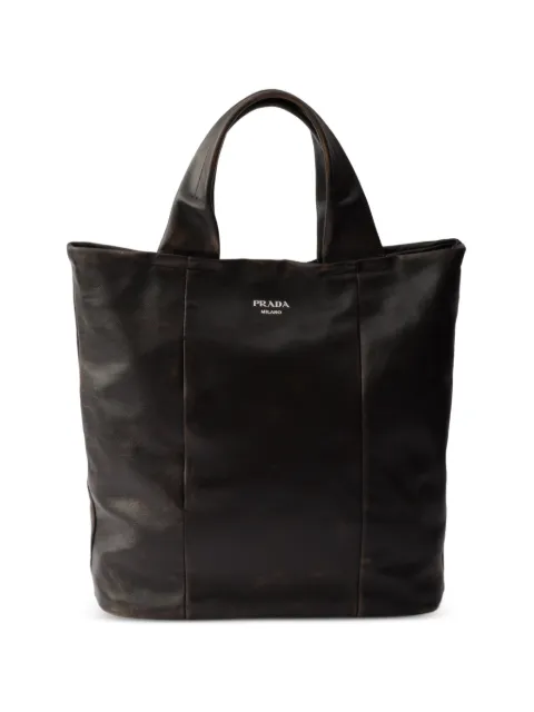 Prada distressed nappa leather tote bag