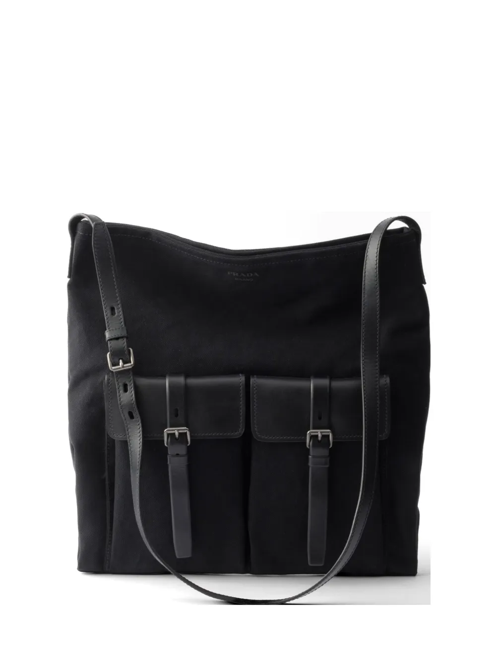 Prada Route canvas and leather shoulder bag - Nero