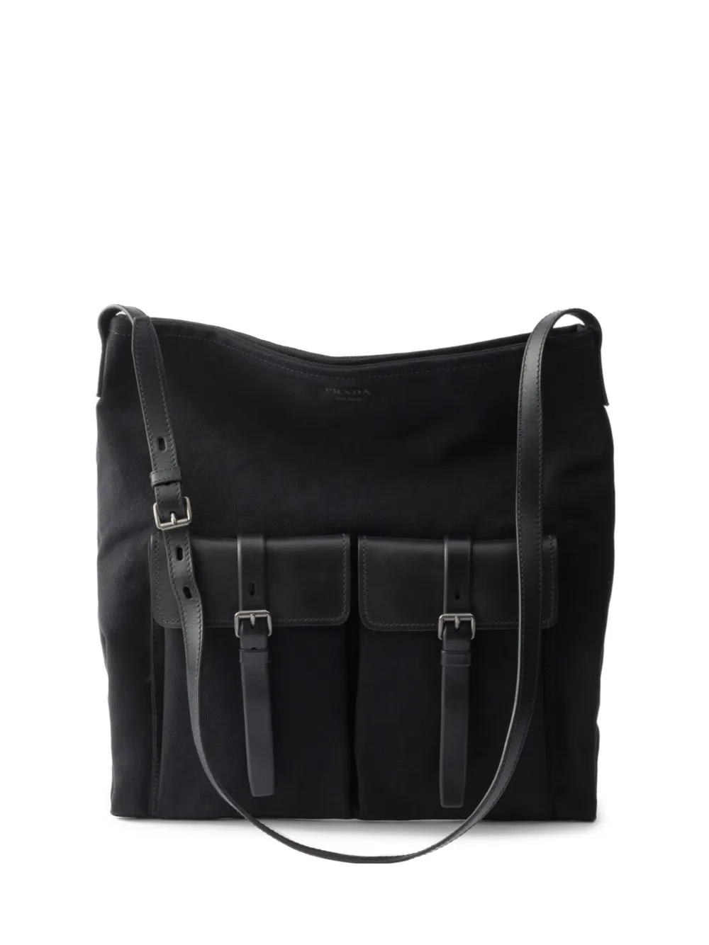 Prada Route canvas and leather shoulder bag - Nero