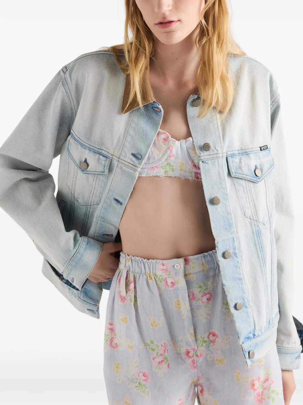 Prada Denim jack Blauw