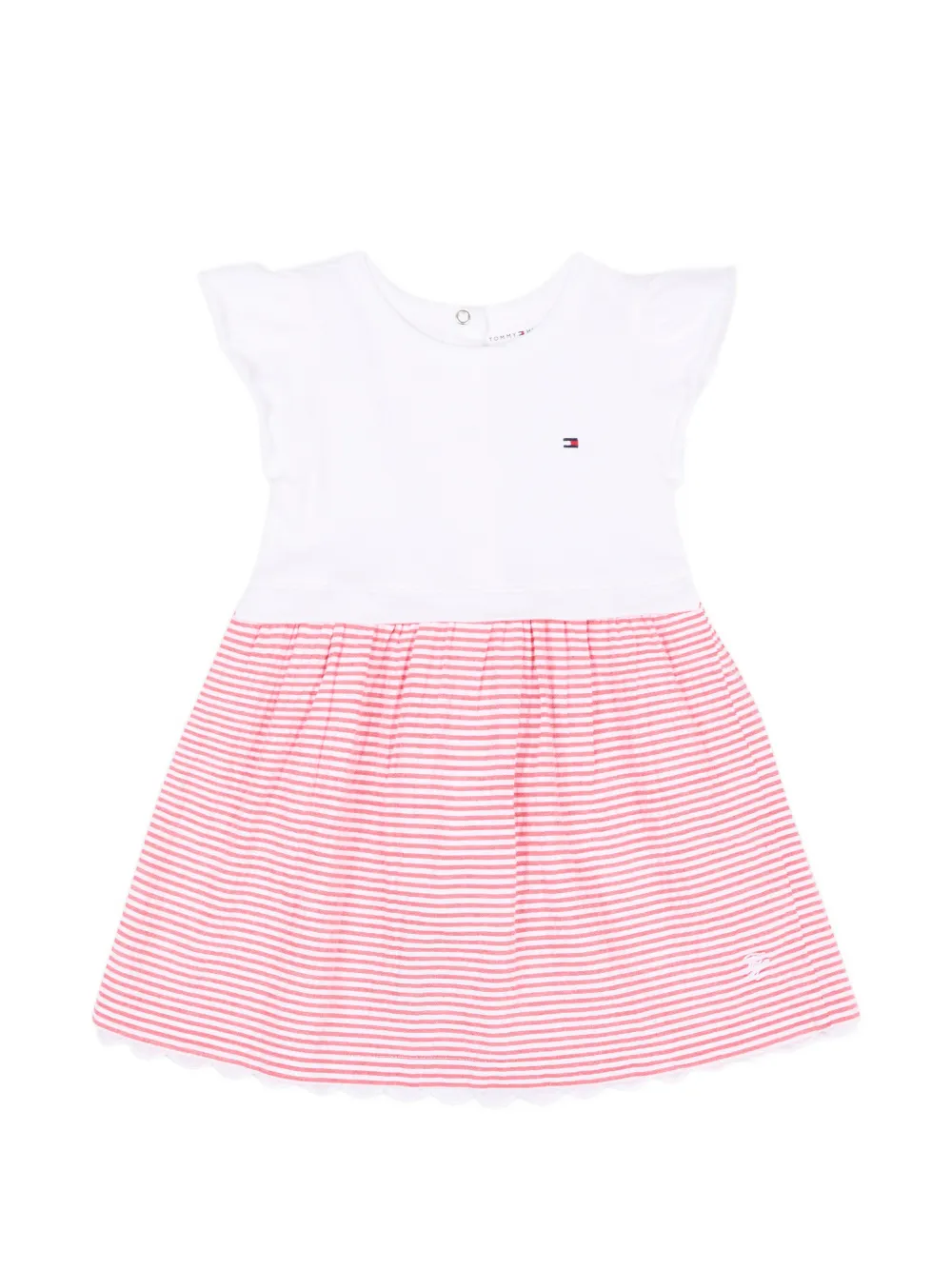 Tommy Hilfiger Junior striped scalloped-hem dress - Bianco