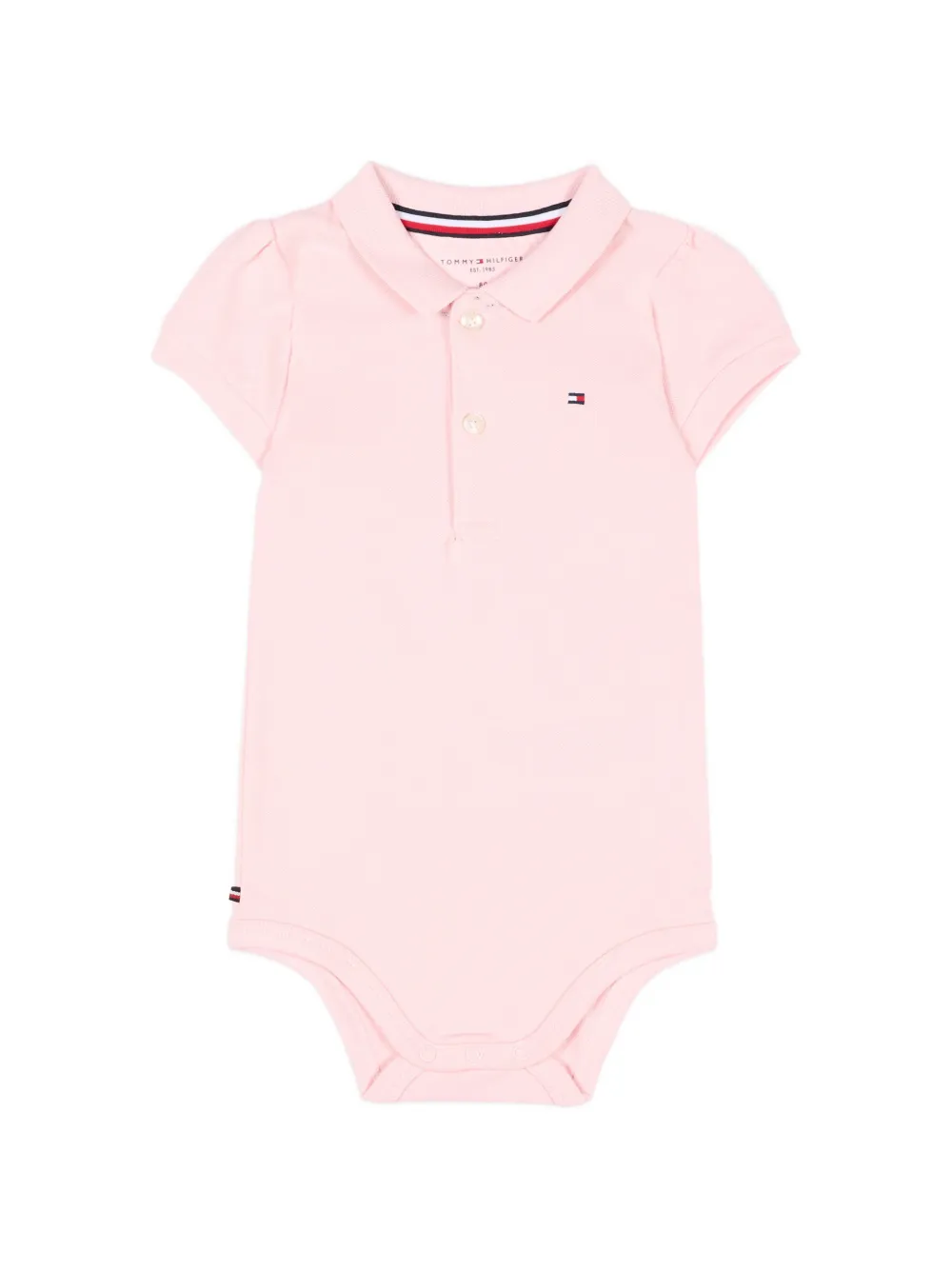 Tommy Hilfiger Junior logo-embroidered puff-sleeve body - Rosa