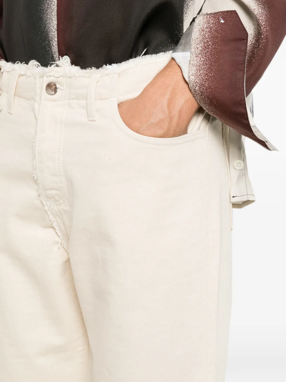 Costumein Gerafelde jeans Beige