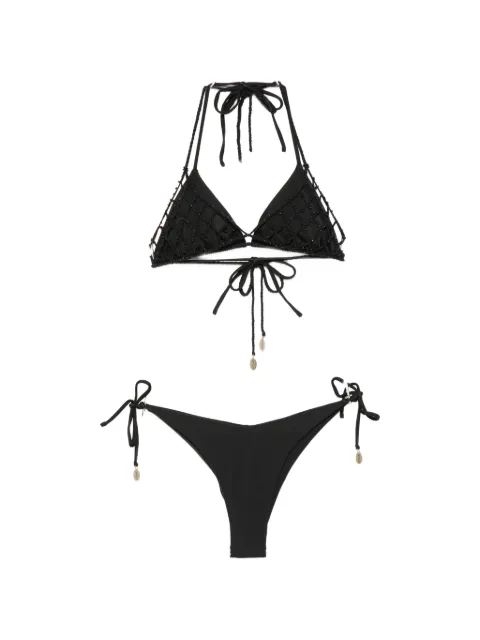 COTAZUR bead-embellished side-tie bikini